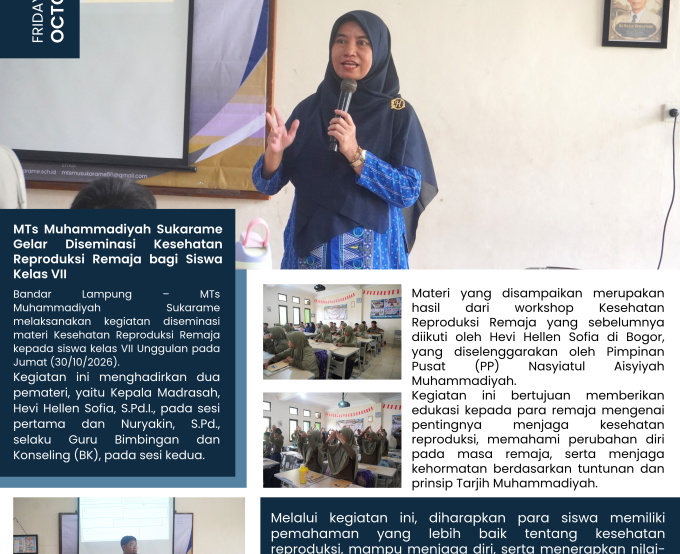 MTs Muhammadiyah Sukarame Gelar Diseminasi Kesehatan Reproduksi Remaja bagi Siswa Kelas VII